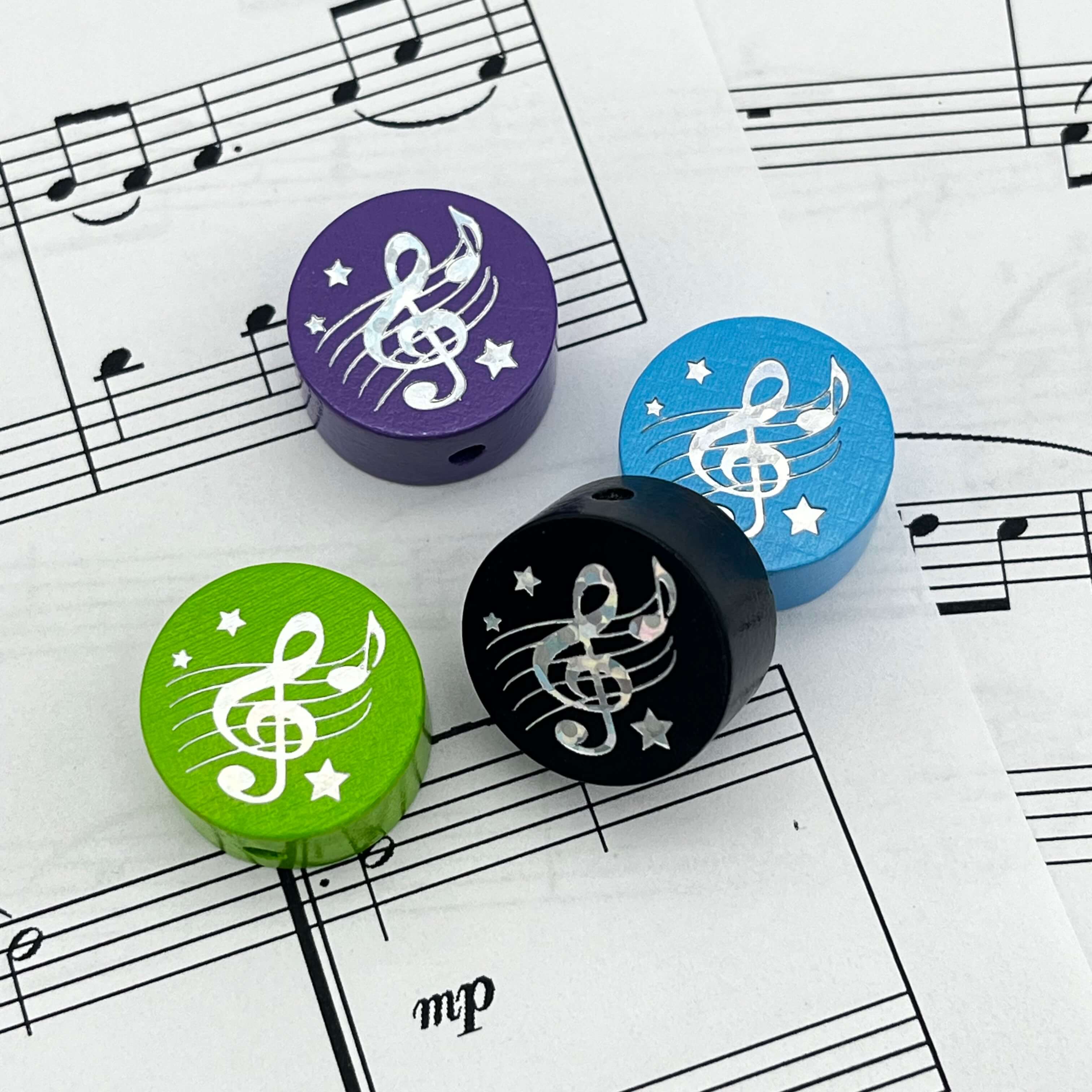 Motif bead disc clef glitter